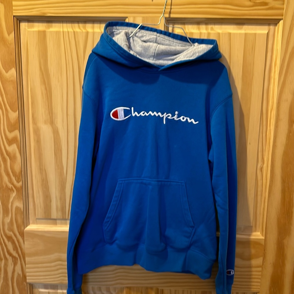 Champion boys XL blue hoodie gently worn condition no stains or tears